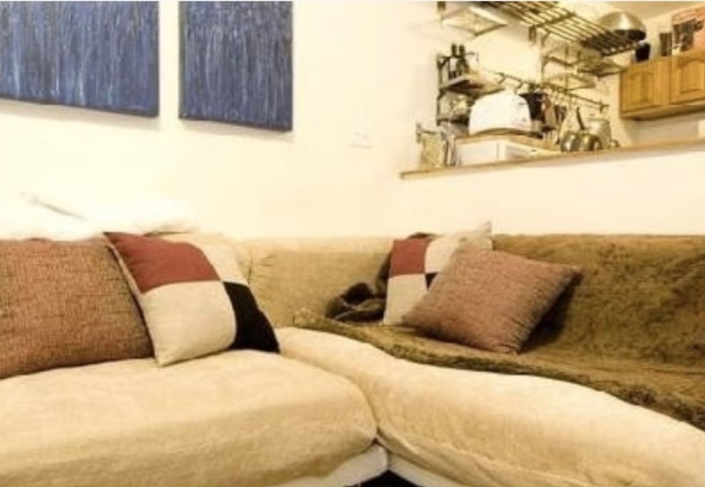 Beautiful living space with fold out bed