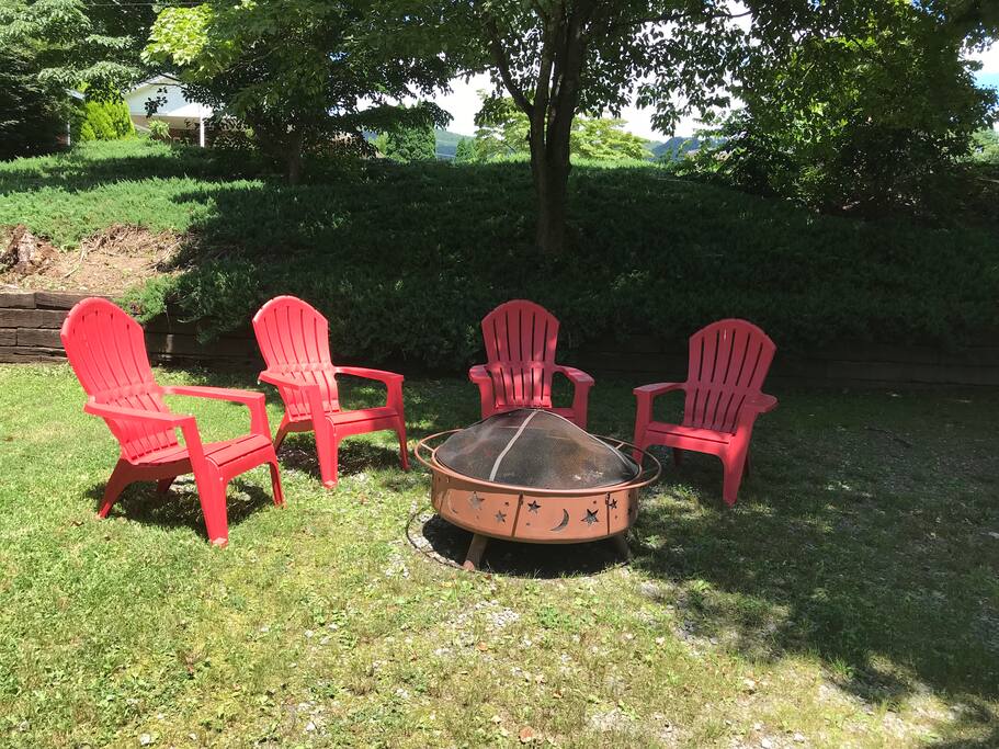Fire pit and seating for four