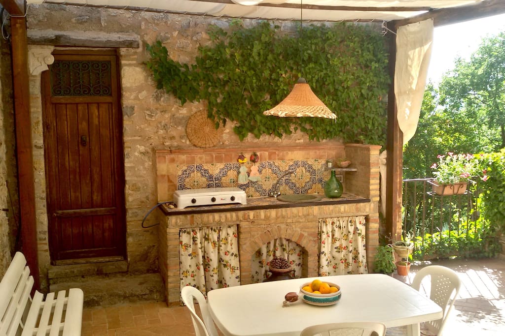 The open air kitchen.