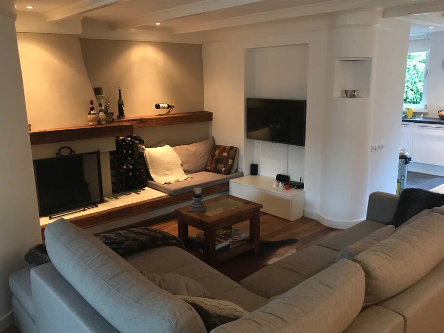 Living room with fireplace