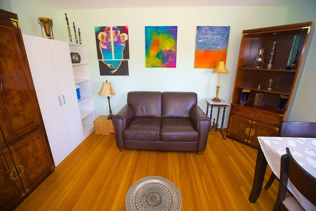 Chill out on the Couch and lots of space to hang your clothes
