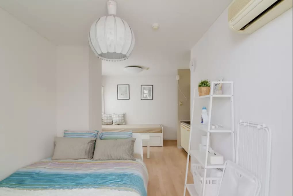 We just new opened,a double bed,1 couch sofer bed(can become semidouble-bed)