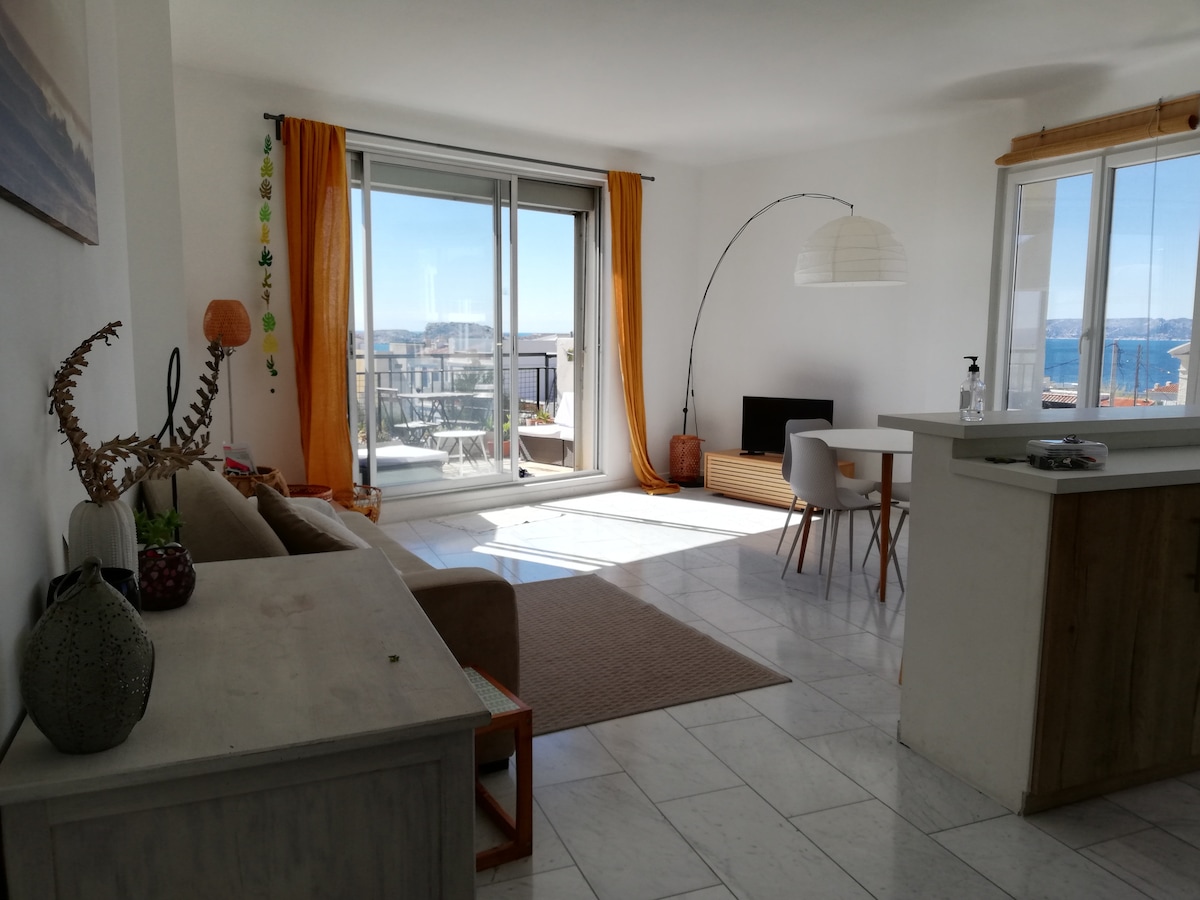 Propriété Airbnb réussie: Panoramic sea view. Terrace. Garage. Walking distance to the sea! à Marseille 7e Arrondissement
