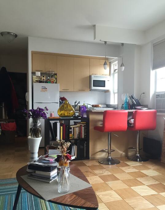 Kitchen area with breakfast bar