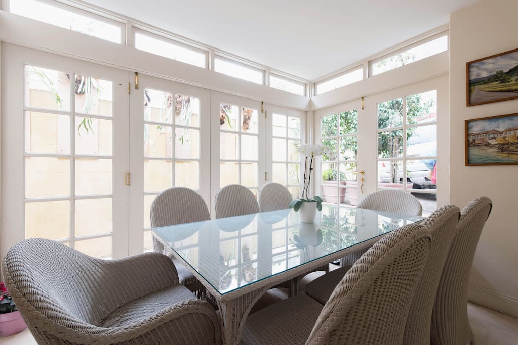 Conservatory seats upto 8 guests.