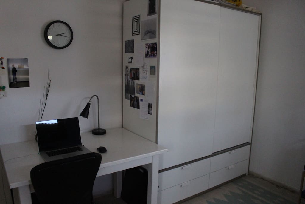 A workspace, and a closet
