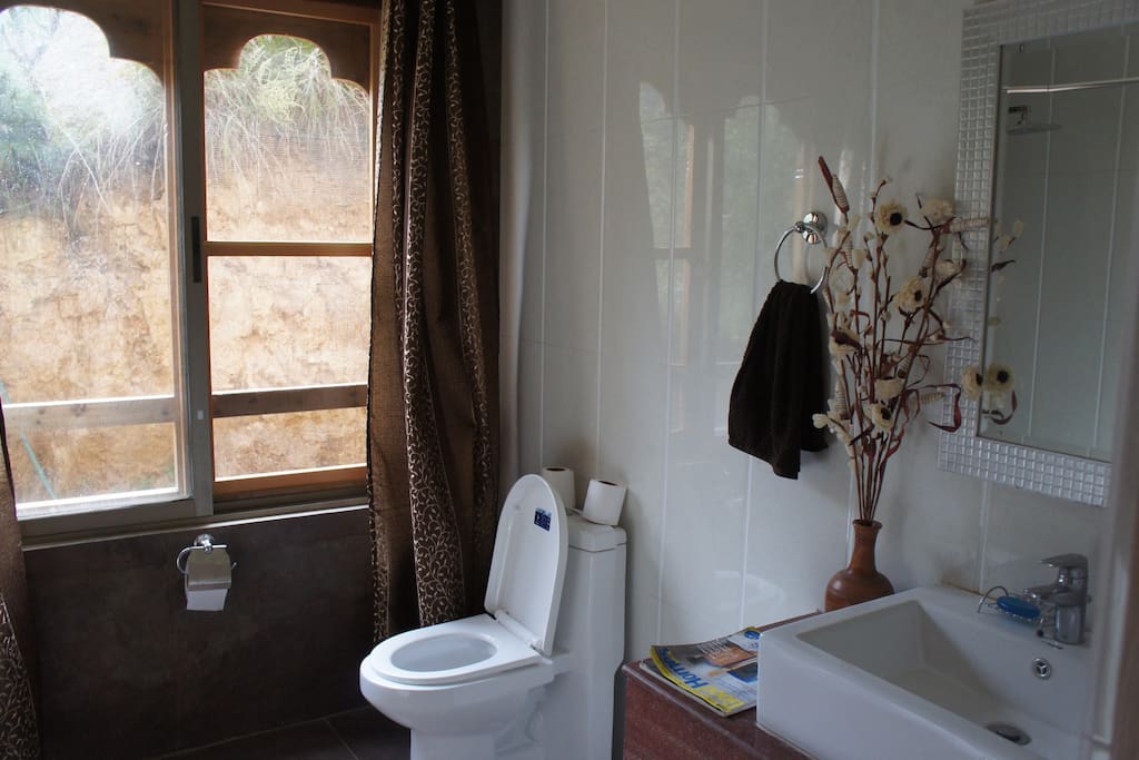 Shared Toilet with bath/shower Downstairs