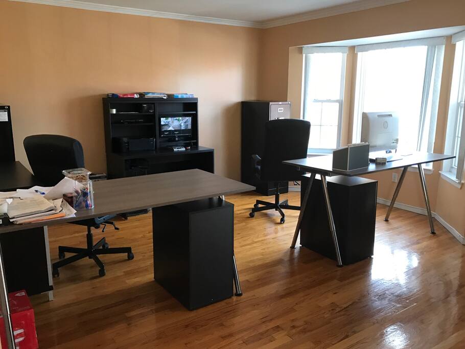Huge common space where you can use the desks and dining tables.