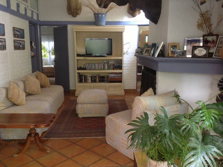 Sala con TV y chimenea