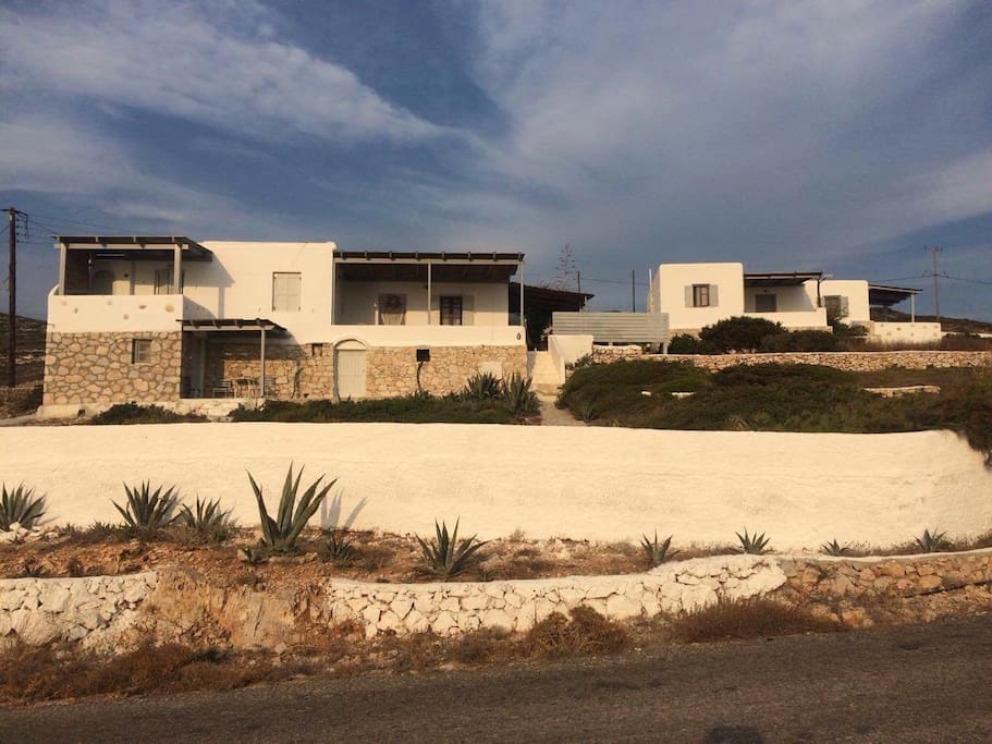 A general vew of our houses where you can stay. They are situated in the best part of Stavros village( main village of Donoussa), in a crossroad between kedros and stavros beach and opposite the bus station which can tranfer you in the whole island. What is make our guest houses unique is the proximity to the beach with crystal water, the colorful sunset and village vew! Enjoy your stay!