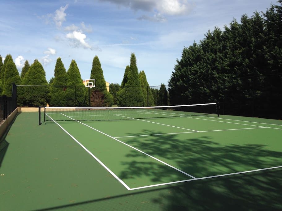 Tennis Court with Basketball hoop