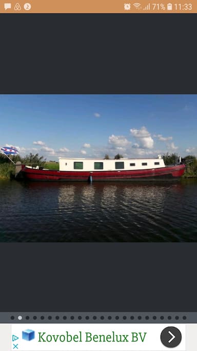 It is 13 meters long and 3 meters with. A kitchen and livingroom in the fitst half. And bathroom and sleeping area in the second half. (Where the little wi dows begin )