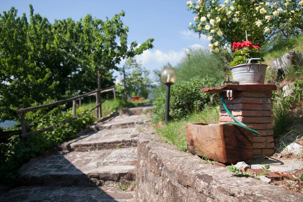 Le scalette che portano all'ingresso della casa
