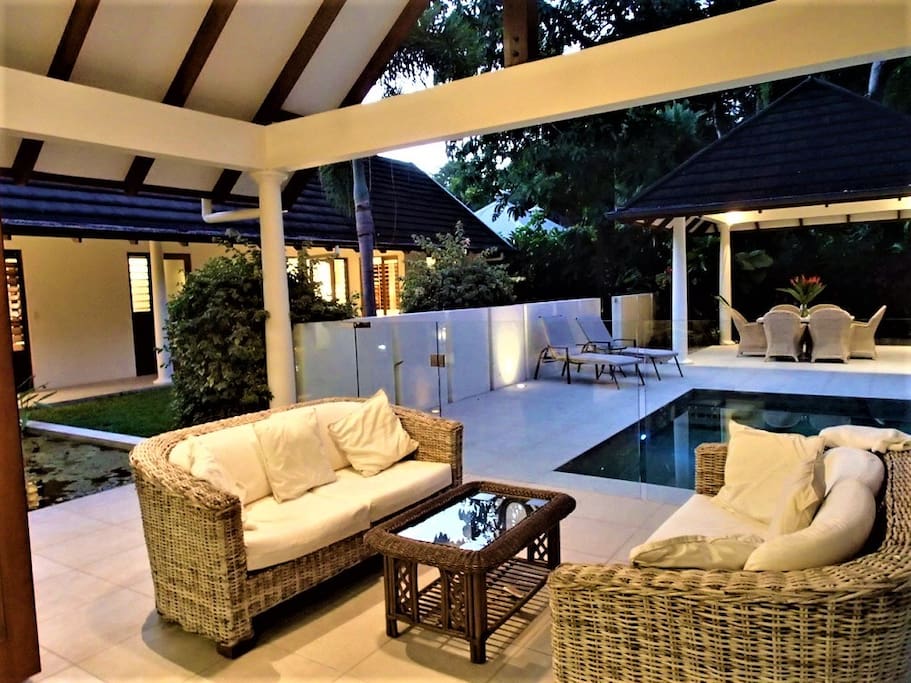 pool, gardens and guest wing
