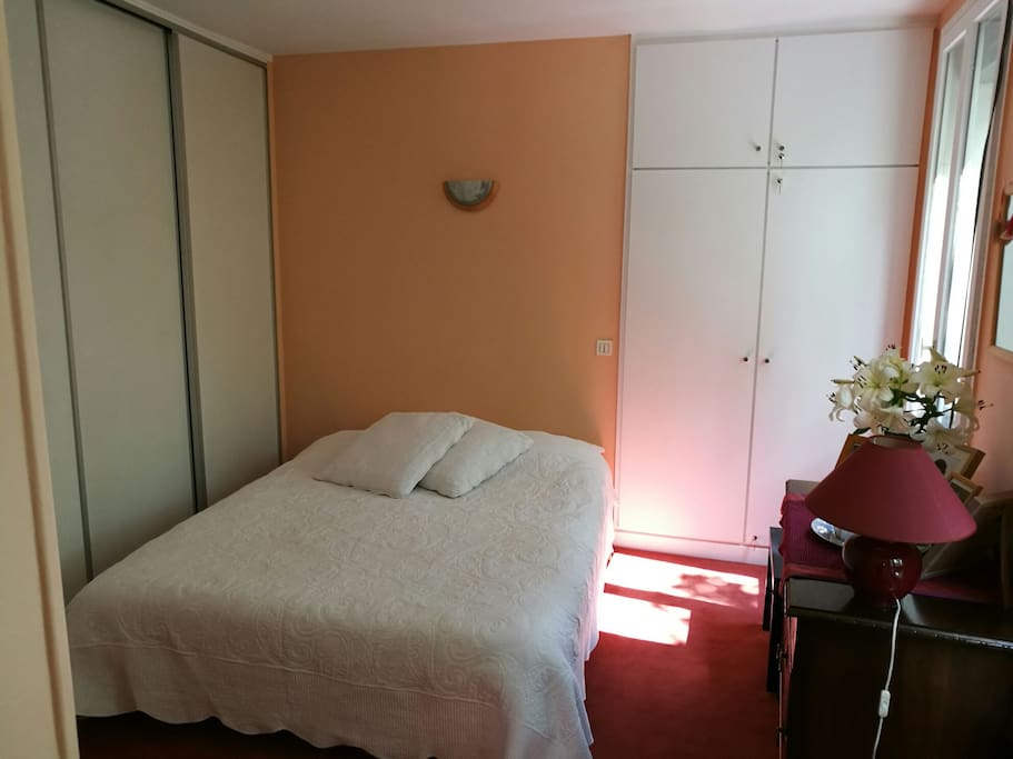 Comfortable queen size bed with plenty closet space