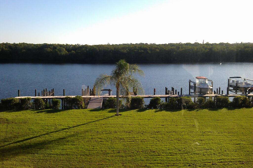 View from the kitchen, living rooom, and master bedroom