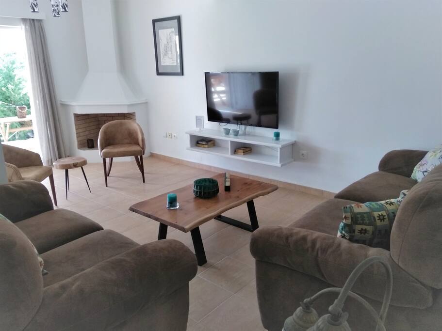 Living room with fireplace