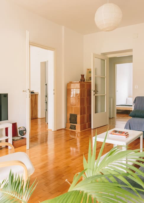 Living room with two extra double bed sofas
