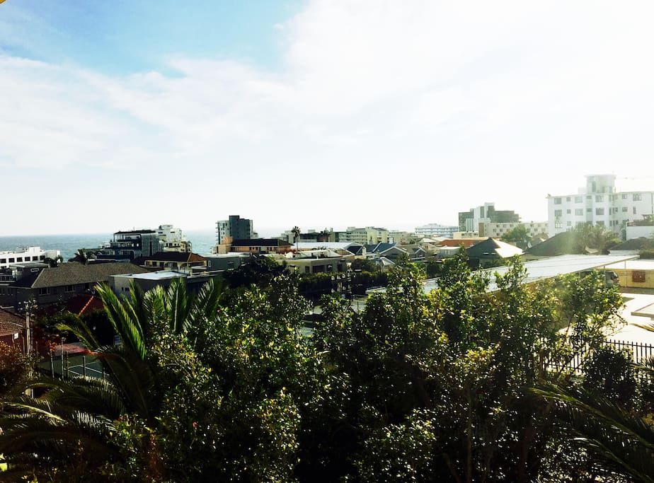 Overlooking the tennis court and sea