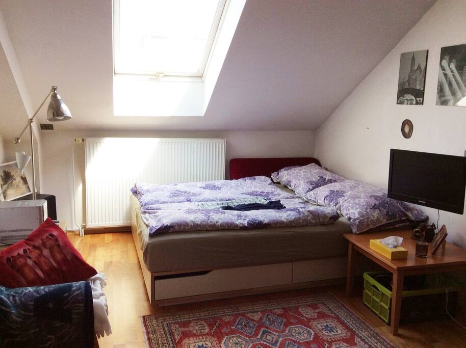 Bedroom 2 with TV and sound system