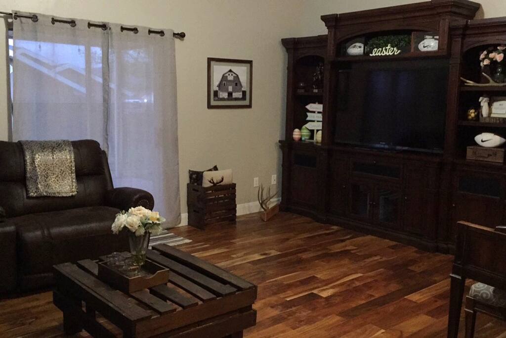 Common area with big screen tv