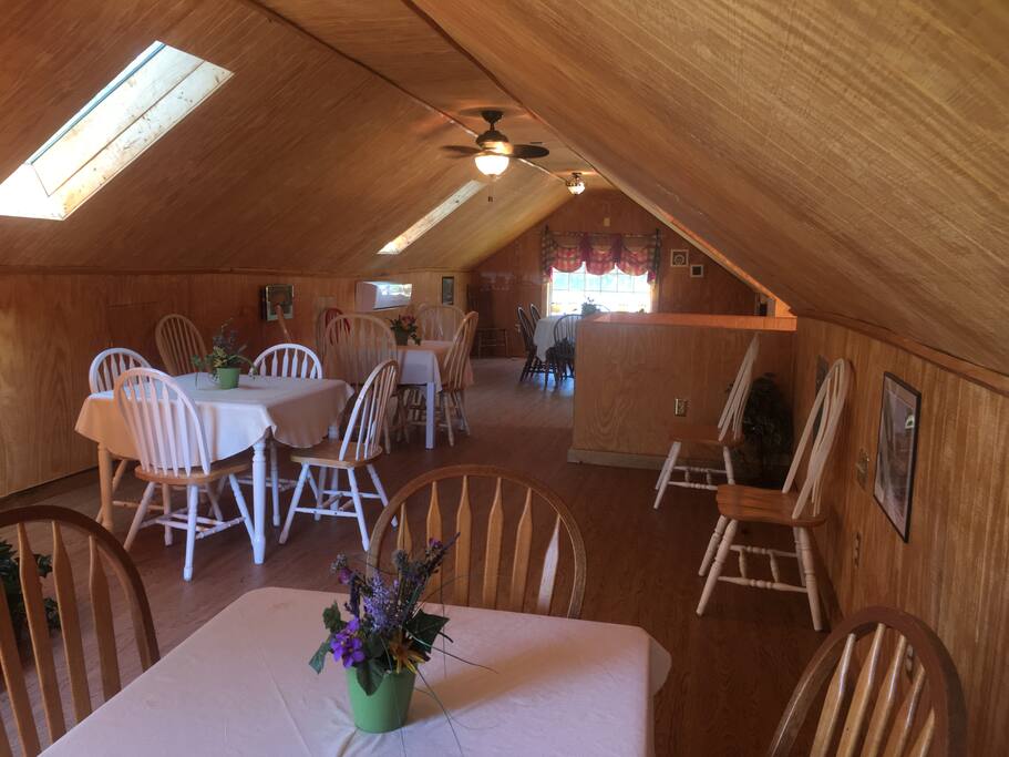 Upstairs common area has a private half bath and skylights!