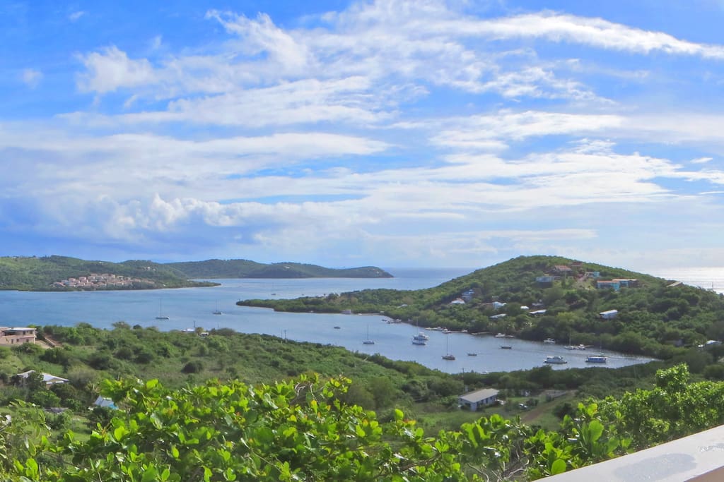 Panoramic view from 2nd floor patio toward Fulladoza and Mosquito Bays.