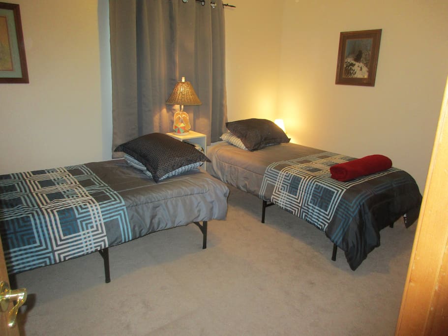 11X15 with two brand new twin beds. Both bedrooms is an automatic 3 person rate