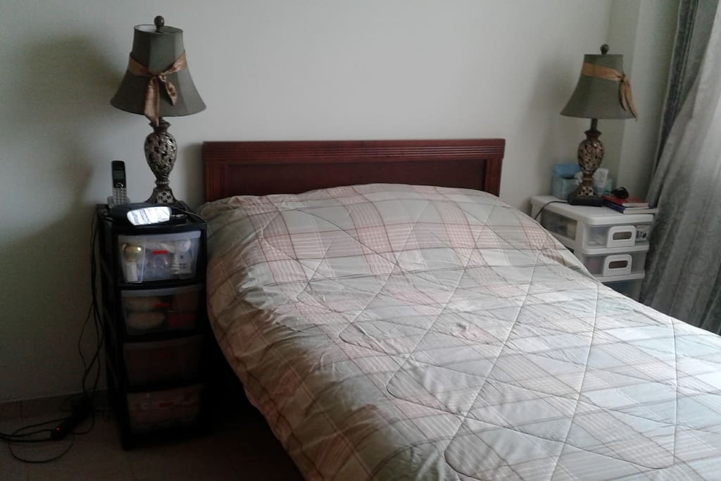 Full size bed with a good firm mattress so you you don't miss your nights at home.