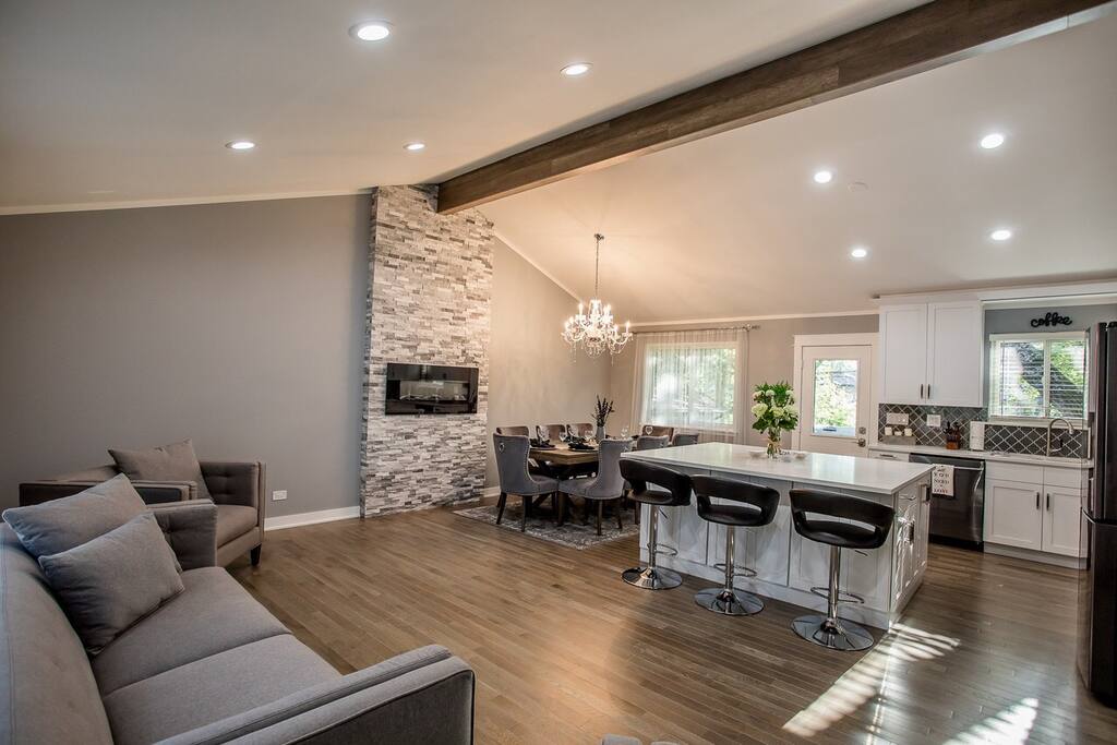 Living, dinning, kitchen area