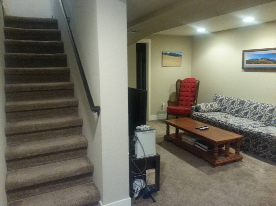 Downstairs living space, view from bedroom