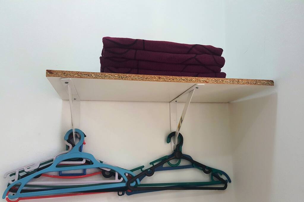 Towel & hangers provided