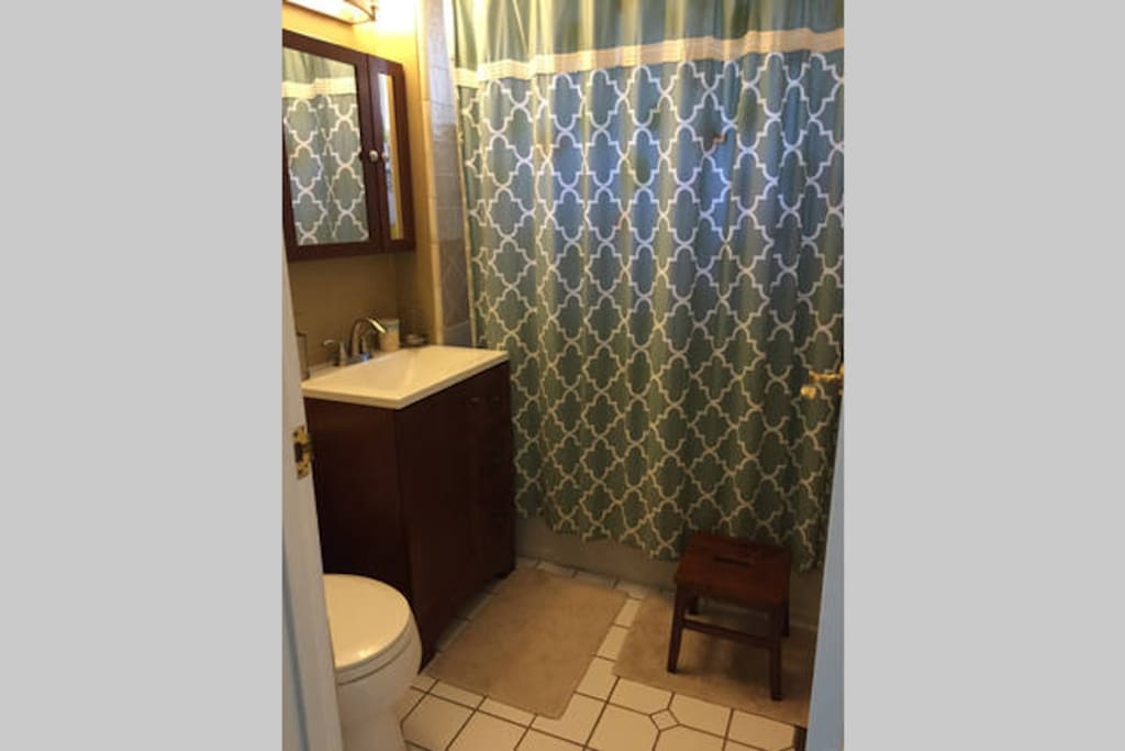 Upstairs bathroom, shared with one other bedroom.