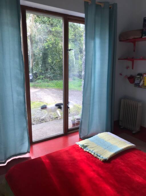 Bedroom, newly painted and new curtains, Whistles running past the window!