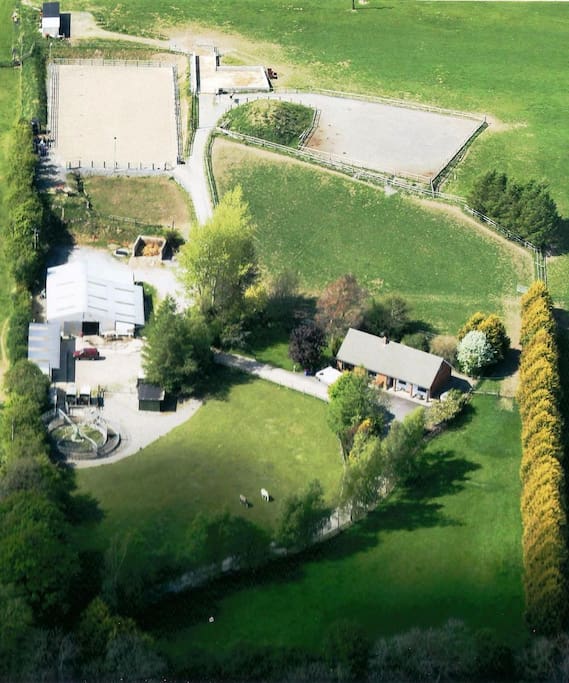 Aerial shot of the farm, holiday home is on the right, we live 300 meters away.