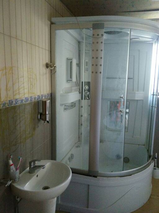 Hot Shower cubicle in one of the bedrooms.