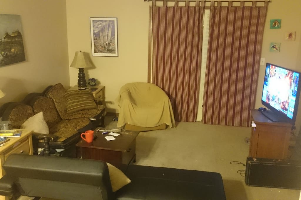 Living Room with couch and futon