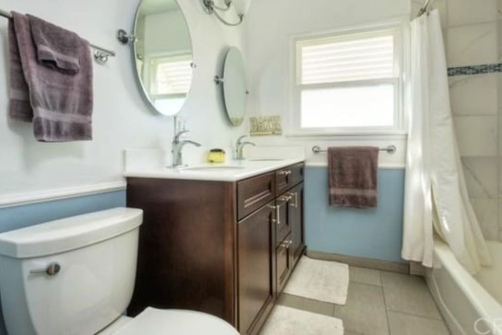 Second bathroom with tub & shower.