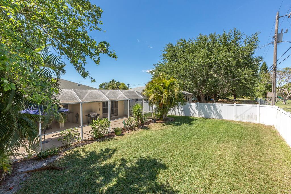 This is a pet-friendly house with a fenced-in yard