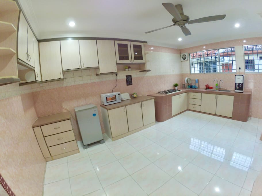 Kitchen completes with refrigerator, microwave oven, bread toaster, hot & cold water dispensers, utensils etc...