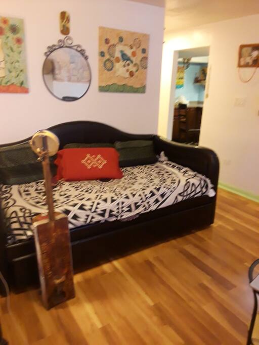 sofa bed in musical livingroom