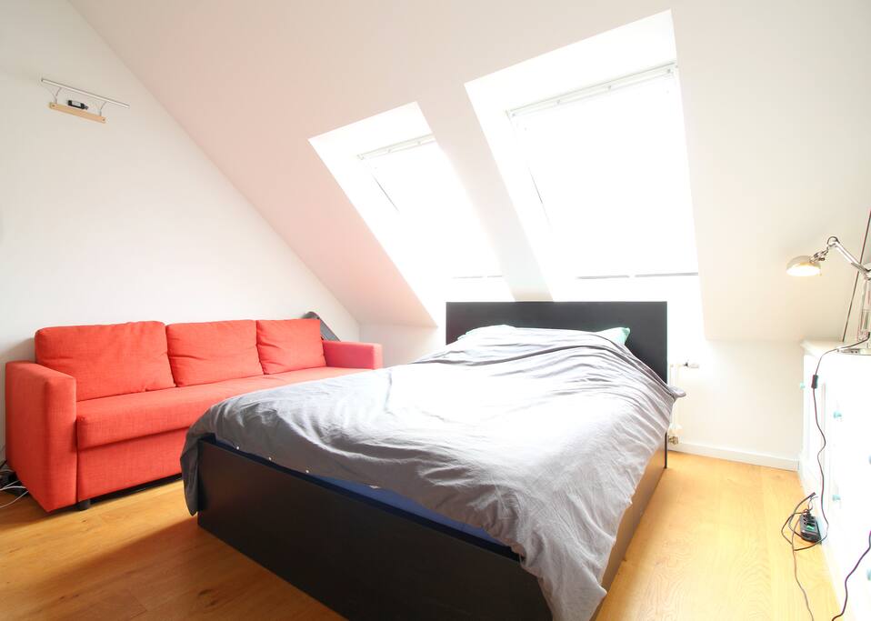 The double bed will be prepared with fresh linen & sheets. The couch can be transformed into an additional sleeping solution.