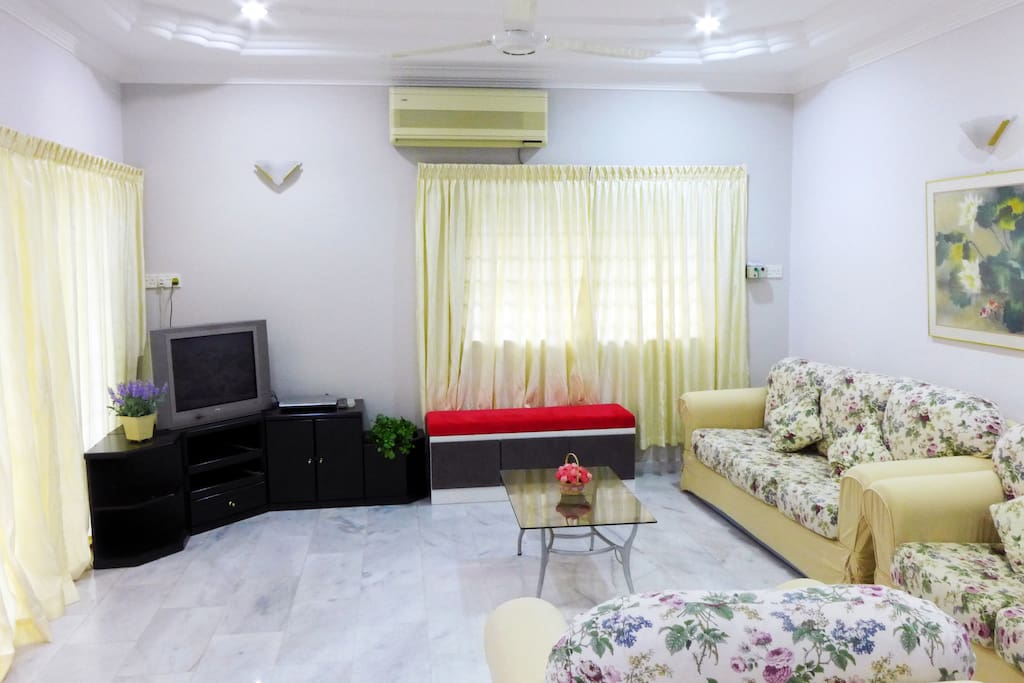 Spacious living room with comfortable sofas