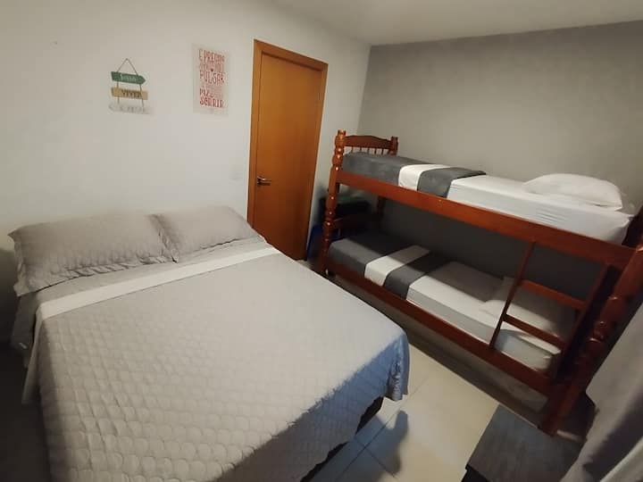 Room 2 
It has a bunk bed,  a double box
Split Sea View Air Condition 
2 extra mattresses (thick)