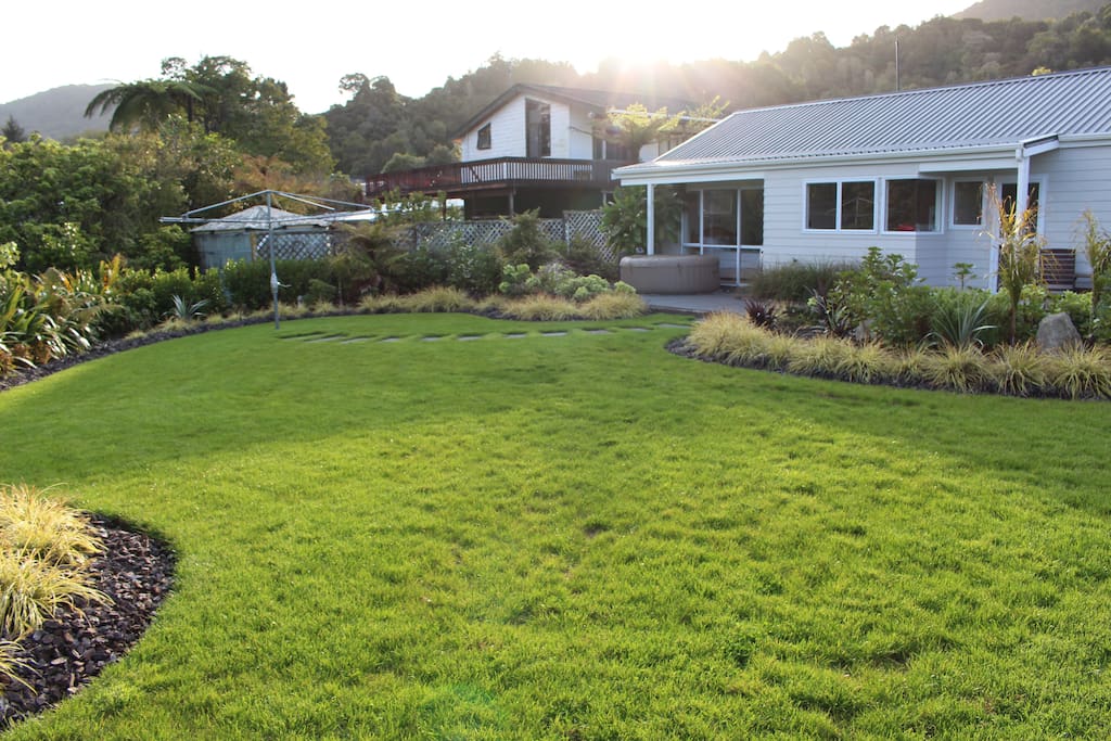 The rear lawn and garden