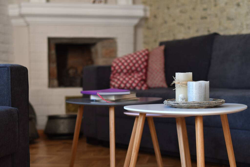 Apt.2 - mini. Living room: with a comfortable sofa-bed for 2 people, armсhair and false fireplace