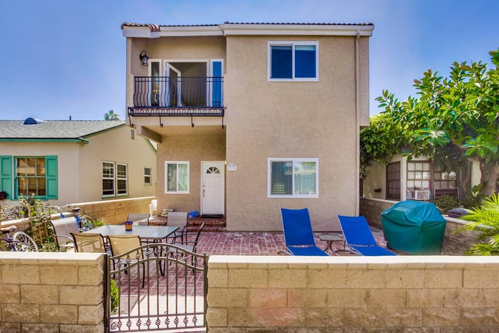 The ground floor patio is not for this unit. This unit has the balcony only.
