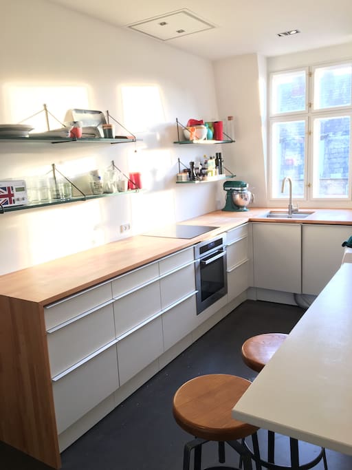 Fully stocked kitchen with a dining nook perfect for enjoying morning coffee