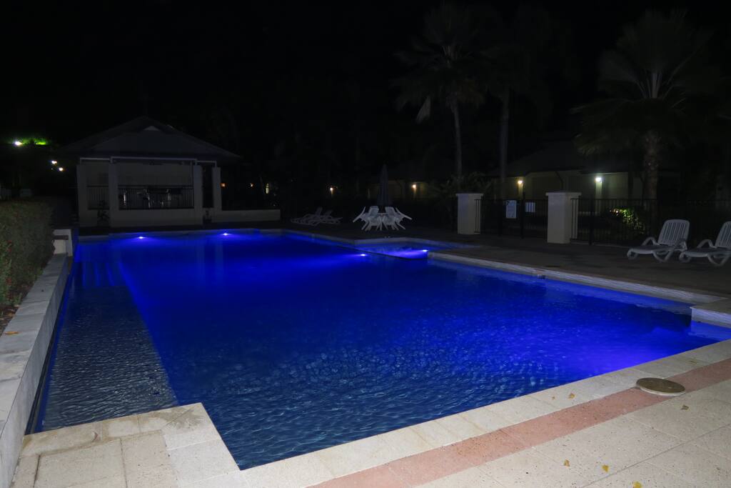 Community Swimming Pool at night