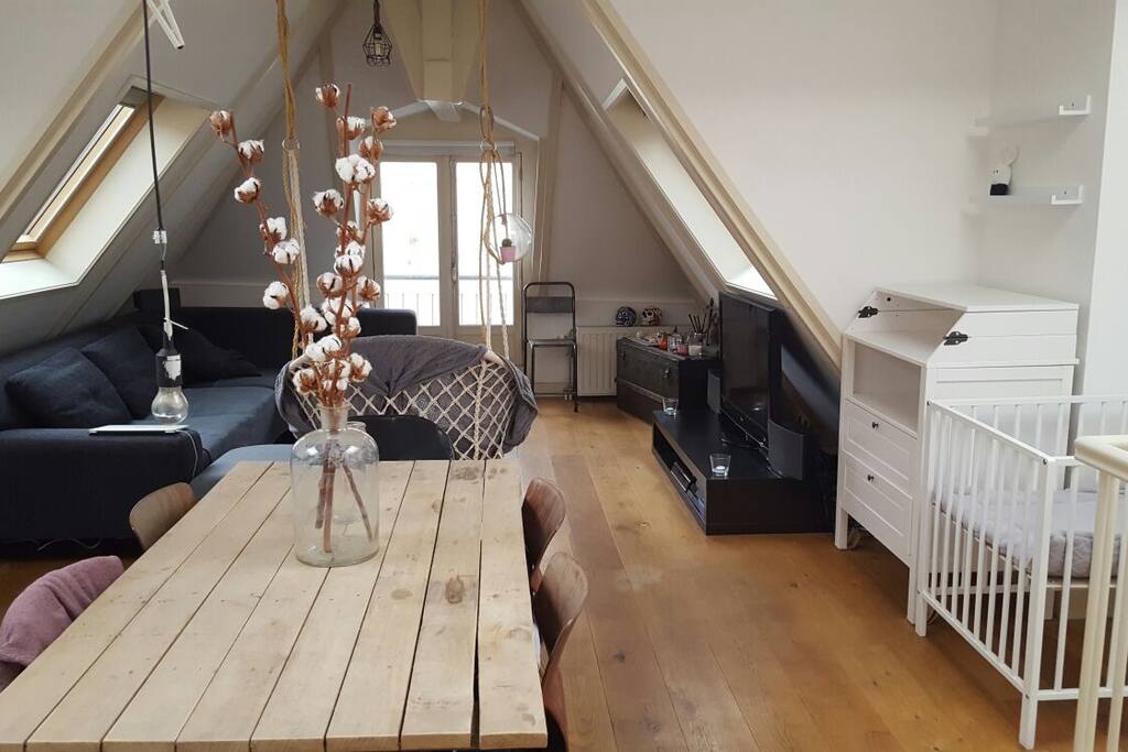 Living room with dining table